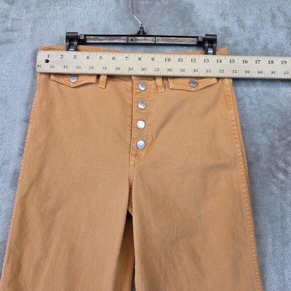AMO Sylvia Straight Leg Pants Womens 28 Tan High Rise Button Fly Denim Flawed - Picture 6 of 16